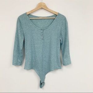 Tresics blue Henley Body Suit Thong Sz Medium